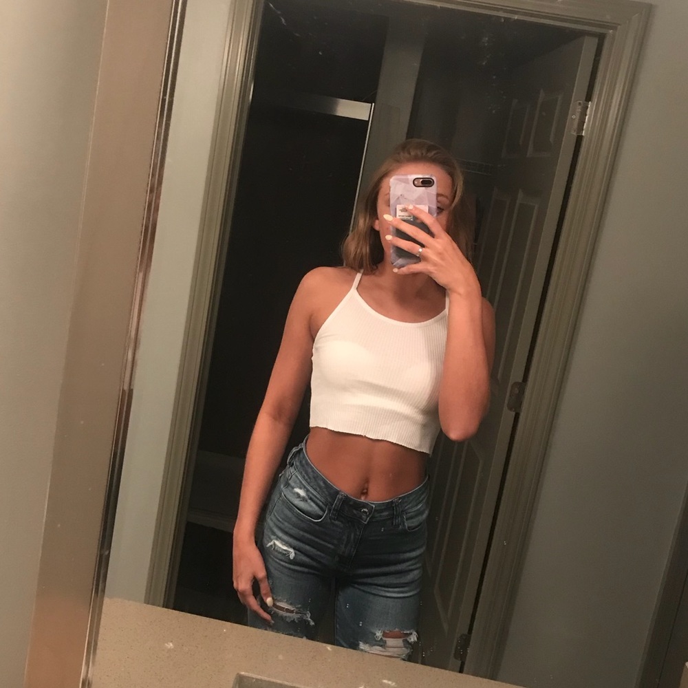 white ribbed crop top - tobi